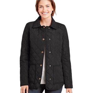J. Jill Black Quilted Snap Closure Snap Pocket Lightweight Jacket Size M